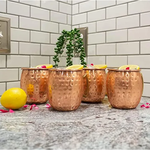 Miniatura 8 de Artisan's Anvil Tazas para Moscow Mule con pajitas, cómodo asa de latón, fabricadas en acero inoxidable, forma martillada original, recubiertas