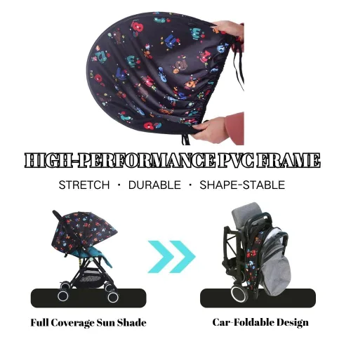 Miniatura 6 de LweiPsqLin Parasol para cochecito de bebé, impermeable, UPF50+, cubierta opaca Lycra ligera con malla ventilada Se adapta a asiento de automóvil