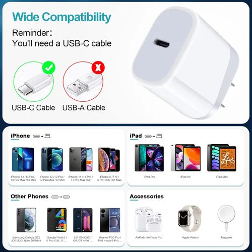 Miniatura 5 de Cargador súper rápido tipo C bloque de carga para Samsung Galaxy A17 A16 A15 A14 5G/A56/A55/A36/S25 Ultra/S24/S23/S22/Z Flip 7/Z Fold 7, USB C Wall