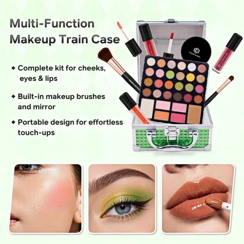 Miniatura 2 de Color Nymph Kit de maquillaje para principiantes para adolescentes con estuche de tren pequeño para cosméticos incluido, paleta de 24 sombras