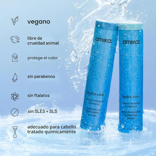 Miniatura 9 de amika hydro rush intense moisture shampoo with hyaluronic acid