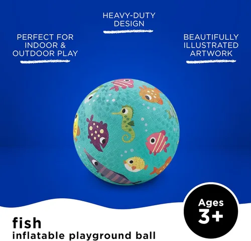 Miniatura 2 de Crocodile Creek Pelota de Patio de Juegos – Pelota de goma duradera para niños de 3 años en adelante – Pelota inflable que rebota para kickball, Pez