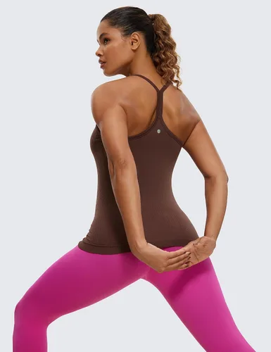 Miniatura 4 de CRZ YOGA - Camisetas deportivas para mujer, sin mangas, sin costuras, con espalda cruzada y brasier incorporado, camisetas para entrenamiento