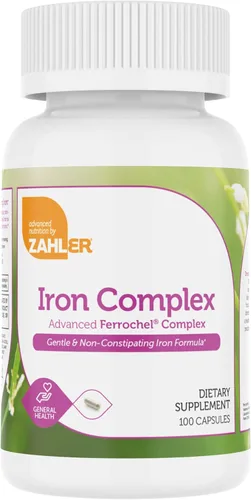 Miniatura 2 de Complejo de hierro Zahlers, suplemento de hierro para formación de sangre con Ferrochel, píldoras de hierro con vitamina C suaves para el estómago