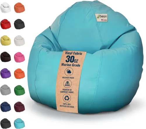 Miniatura 8 de Puf grande de vinilo marino – Puf impermeable para barcos y piscinas – con cuentas de poliestireno y silla rellena de espuma CertiPUR para adultos