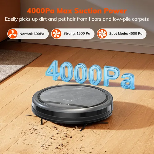 Miniatura 2 de ILIFE Robot aspirador V5s Max, potencia de succión máxima de 4000 Pa, WiFi/App/Alexa/control remoto, aspiradora robótica de carga automática