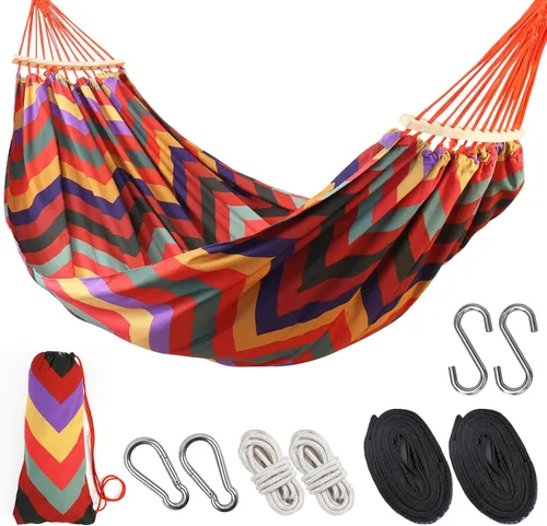 Hamaca doble extragrande de 9.5 pies con bolsa de transporte – Hamaca portátil para 2 personas, cama colgante de camping para patio, patio, porche,