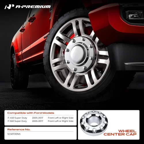 Miniatura 2 de A-Premium Tapa de cubo central de rueda con rueda de 10 lengüetas compatible con Ford F-450 Super Duty, F-550 Super Duty, 2005-2017, lado delantero