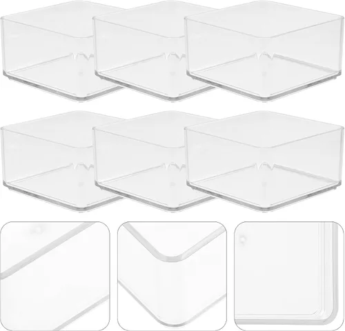 Miniatura 6 de 6 organizadores transparentes de cajones, cajas de almacenamiento de mesa transparentes para oficina, artículos diversos, organización de utensilios