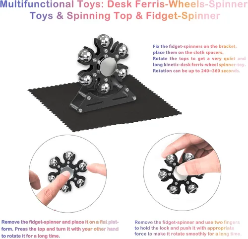 Miniatura 3 de Juguetes de escritorio Fidget-Toys para carrusel-Spinner: Spinner cinético de metal 4 minutos, gadgets geniales para niños, adolescentes, adultos