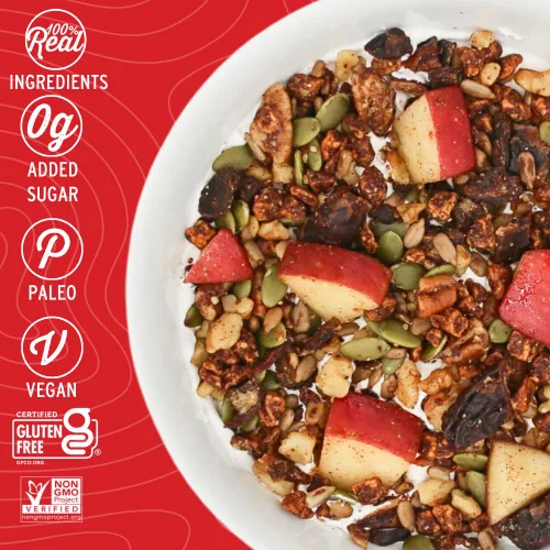 Miniatura 3 de Wildway Granola Keto con ingredientes orgánicos, manzana y canela, cereales sin granos, sin gluten, vegana, baja en carbohidratos y sin azúcar