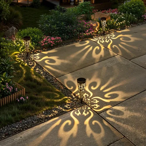Miniatura 4 de Go2garden 6 luces solares para decoración de jardín al aire libre, regalos para mujeres y madres, estacas cónicas impermeables para jardín, césped