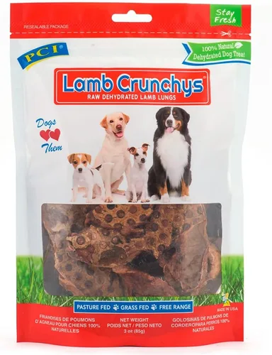 PCI Pet Center Inc. Lamb Crunchys - Golosinas crudas deshidratadas para perros, paquete de 3 onzas