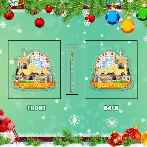 Miniatura 2 de Caragena Colombia - Adorno de Navidad acrílico para árbol de Navidad, decoración clásica de recuerdo de viaje, colección de regalo -1045