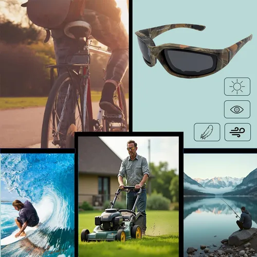 Miniatura 6 de Gafas de equitación para motocicleta, acolchadas a prueba de viento, polarizadas, TR90, marco flotante para actividades al aire libre, deportes