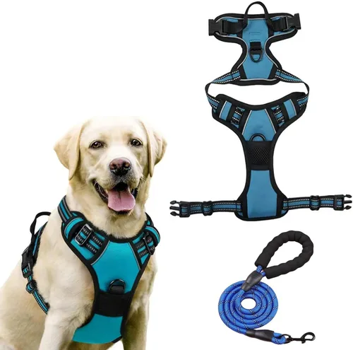 Miniatura 13 de Dog Harness, No Pull Large, Release on Neck, Front Back Clips Dog Vest Harness Reflective Adjustable Padded,for Outdoor Walking Training(L,Black)