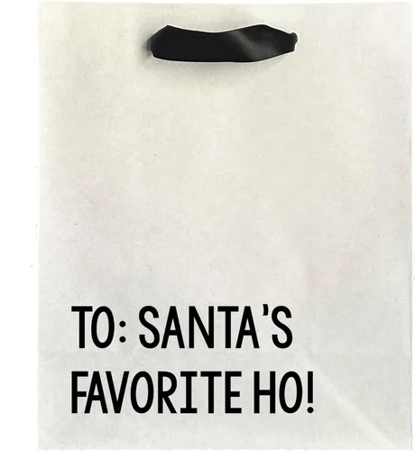 Miniatura 3 de Funny Bag - To Santa's Favorite Ho Bolsa de papel kraft de tamaño mediano con asas de cinta negra, regalo novedoso de elefante blanco para amigos