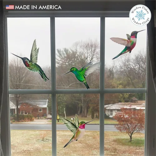 Miniatura 5 de 12 adhesivos para ventanas de colibrí para seguridad de vidrio en ventanas, puertas y paneles transparentes. Calcomanías de ventana para evitar