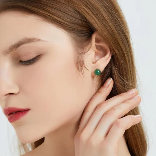 Miniatura 82 de Natural Stone Stud Earrings for Women 8mm Sterling Silver Genuine Gemstone Earrings Handmade Sterling Silver Crystal Stud Earrings for Women