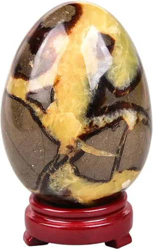 Miniatura 27 de AMOYSTONE Huevo de cristal de cuarzo rosa natural grande para curación y práctica de reiki, piedra de decoración del hogar con base, 3-3.5 pulgadas