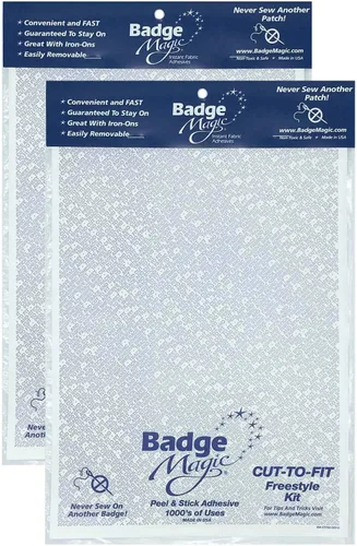 Miniatura 9 de Badge Magic Adhesivo de parche, sin coser, sin planchar, cinta de tela de doble cara para parches e insignias (4 hojas), solución de bricolaje