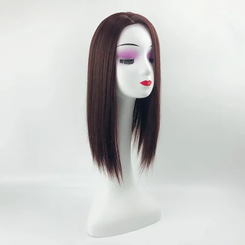 Miniatura 2 de YYDS Mezcla natural Snythetic, para mujer, pérdida de cabello, parte derecha, de seda, con clip (12# marrón cálido)