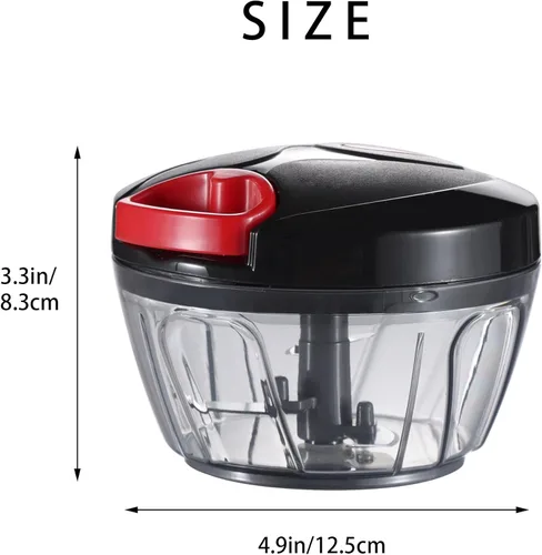 Miniatura 7 de Ourokhome Procesado manual de alimentos, picador de verduras portátil, rápido y con cuerda, para pequeñas cocinas, para ajo, cebolla, jengibre