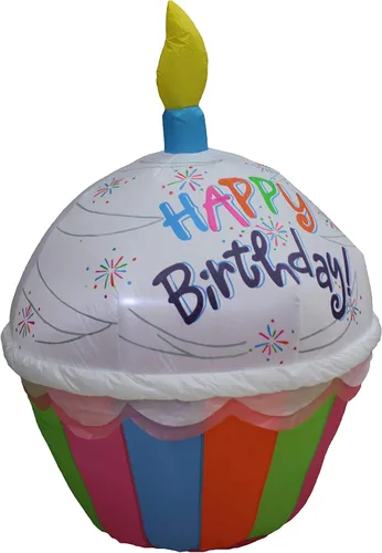 Miniatura 4 de Bonito cupcake inflable de 4 pies de alto con vela iluminada, decoración de fiesta para exteriores, interiores, hogar, celebración, jardín, patio