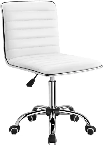 Miniatura 5 de Furmax Silla de Tocador de Respaldo Medio para Sala de Maquillaje, Escritorio de Computadora Giratorio de Cuero PU de Respaldo Bajo, Silla de Tarea