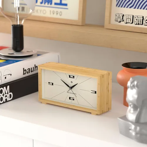 Miniatura 4 de NEWGATE® Lemur - Reloj despertador Diseño rectangular Funda de bambú Ideal para mesita de noche, escritorio o estante Moderno accesorio
