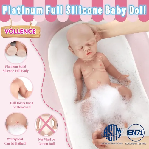 Miniatura 4 de Vollence Muñecas de silicona para dormir de 12 pulgadas con peso de 2.54 libras, [no vinilo], de silicona de cuerpo completo, realista, realista