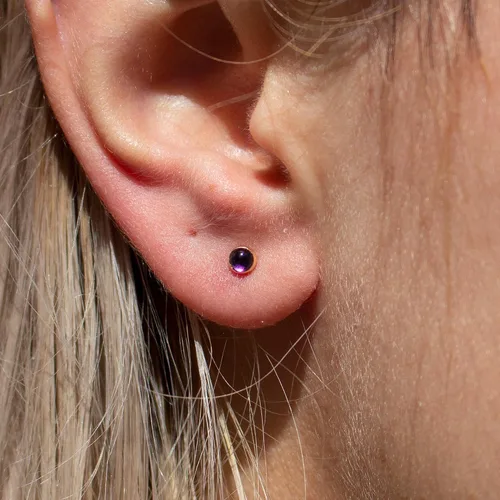 Miniatura 2 de Juego de aretes pequeños de oro con bisel, bola para cartílago, tragus, hélice, múltiples joyas hipoalergénicas de piedra natal para mujer