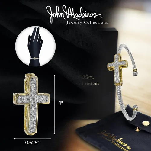 Miniatura 5 de John Medeiros Celebration - Pulsera pequeña de alambre con cruz de pavé, pulsera de cruz con piedras de circonita cúbica como un regalo inspirador