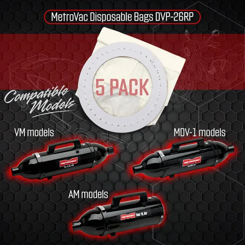 Miniatura 2 de METROVAC DVP-26RP Bolsas desechables – Práctico paquete de 5 – Compatible con los modelos de vacío MetroVac AM, ES, MDV-1, VM para eliminación