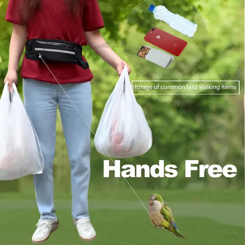 Miniatura 2 de Arneses de pájaros manos libres adecuados para ciclismo y conducción al aire libre y cinturones cangurera autoretráctil correa de pájaro suirtable