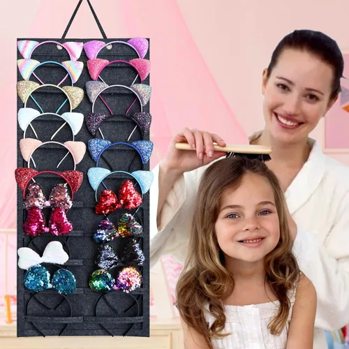 Miniatura 3 de SMUK Organizador de diadema colgante para niñas, soporte para diadema de pared para mujeres, organizador de accesorios para el cabello en la pared