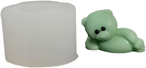 Miniatura 3 de Paquete de 2 moldes de velas de osos de dibujos animados de osos mentirosos, molde de silicona Ainimal para jabón, cera de soja, resina epoxi