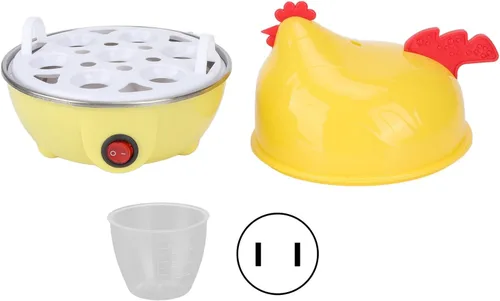 Miniatura 7 de Olla rápida para huevos, capacidad para 7 huevos, 350 W, olla eléctrica para huevos duros en forma de pollo con apagado automático, taza medidora