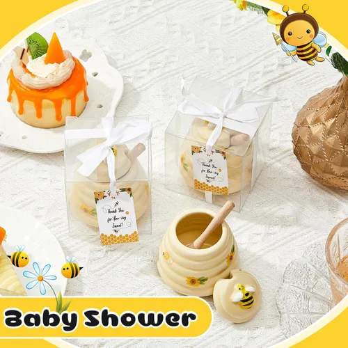Miniatura 4 de Yinder 1 pieza de premio de baby shower para ganadores, recuerdos de fiesta de miel, tarros de miel de cerámica de 3 onzas con goteros, mini macetas