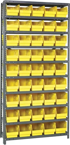 Miniatura 555 de Quantum QSBU-245BK Heavy Duty Shelving Unit with (7) Shelves and (24) QUS245 Black Bins for Garage Warehouse Storage Distribution 400 lb Load