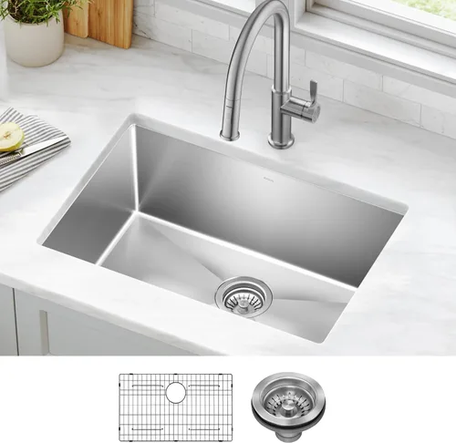 Miniatura 2 de Kraus Standart PRO - Fregadero de cocina empotrado con tazón individual de acero inoxidable, calibre 16, de 26 pulgadas, KHU100-26