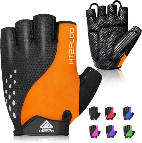 HTZPLOO Guantes de ciclismo para hombres y mujeres con almohadilla antideslizante que absorbe los golpes, peso ligero, ajuste agradable, guantes de