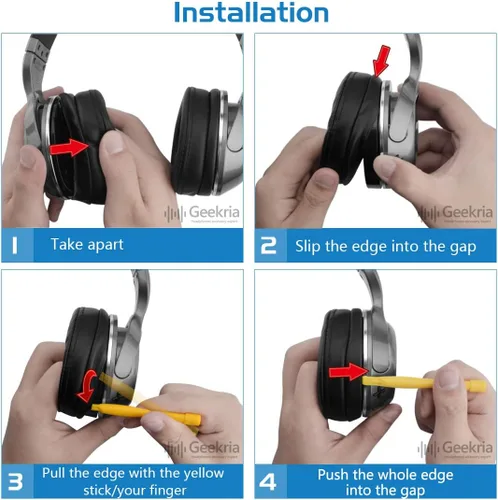 Miniatura 5 de Geekria Almohadillas de repuesto para auriculares inalámbricos Skullcandy Hesh, Hesh 2, Hesh 2 (negro)
