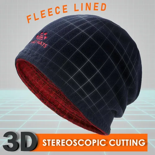 Miniatura 2 de Lvaiz - Gorro de punto con forro polar de invierno para hombre, reversible, resistente al viento, gorro cálido de calavera para mujer