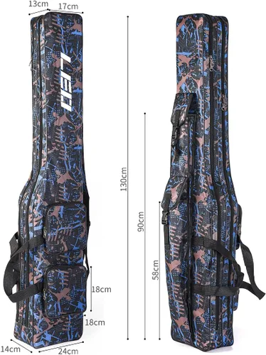 Miniatura 2 de LEOFISHING Bolsa de almacenamiento de aparejos de pesca de 51.2 in/4.27 pies, organizador portátil de carrete de caña de pescar, cajas de Camuflaje