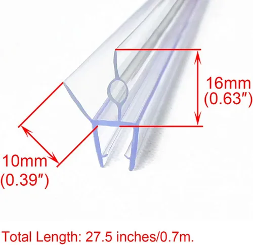 Miniatura 3 de Sello inferior para puerta de ducha sin marco con riel de goteo para vidrio de 3/8" (10mm), longitud 27.5"/0.7m, tira de sellado de puerta de vidrio