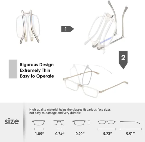 Miniatura 3 de SKYOAK - Anteojos plegables evolutivos para lectura para hombres y mujeres, con bloqueo de luz azul, anti UV, antifatiga ocular, plegables