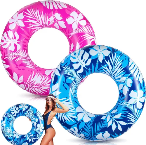 2 tubos de piscina para adultos de 42 pulgadas, flotadores inflables grandes de 42 pulgadas, hojas tropicales, flotadores inflables para piscina,