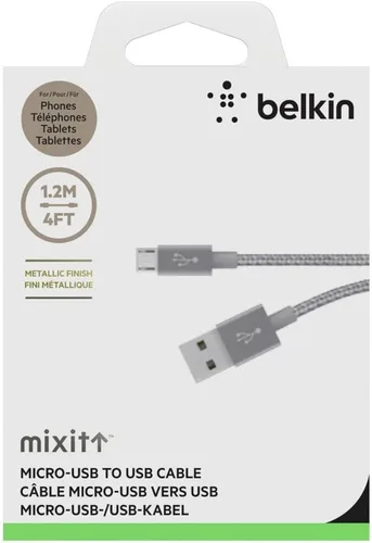 Miniatura 2 de Belkin Cable micro USB metálico MIXIT de 4 pies (gris)