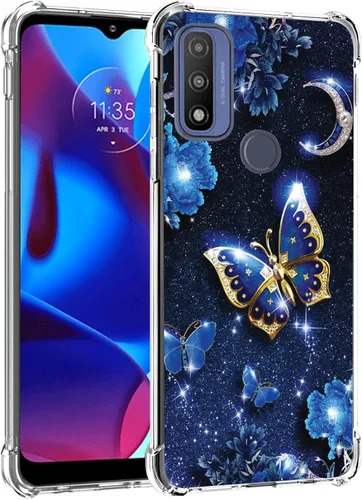 Funda para teléfono celular Moto G Pure/Power 2022, mariposa, goma suave de TPU, protección de bolsa de aire con cuatro esquinas